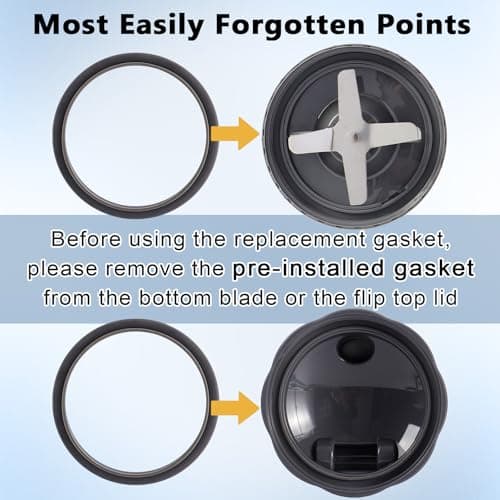 3 PCS Blender Gasket Replacement, Rubber Seal Rings Suitable for Nutribullet 900 Series Blenders with 600W and 900W (3 Pieces)
