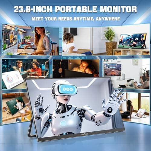 Innoview 23.8” 4K Portable Monitor, UHD (3840*2160) 100%sRGB IPS Speakers USB-C HDMI Work Home Second Monitor W/180°Adjustable Stand for Laptop, Desktop, Macbook, Phones, Tablet, PS5/4, Xbox, Switch