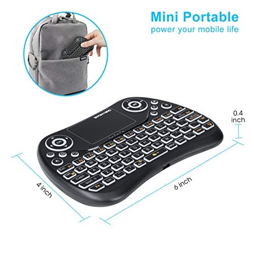 Mini Wireless Keyboard with Touchpad Mouse, 2.4GHz Portable Handheld Keyboard with QWERTY Keypad,RGB Backlit,Rechargeable Battery for Android TV Box/Mac/PC/Nvidia Shield
