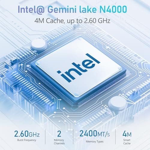 KG1 Mini PC N4000(up to 2.6GHz), Mini Computer 8GB LPDDR4 RAM/128GB eMMC, Mini Desktop Computer Support 4K Dual Display, WiFi 5, BT 5.0, and USB 3.0 (Grey)