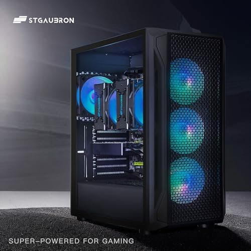 STGAubron Dual CPU Gaming PC, Dual Intel i7 Xeon E5 up to 3.7GHz, Radeon RX 590 8G, 16G DDR4, 512G SSD, 600M WiFi, BT 5.0, RGB Fan x4, Windows 10 Pro
