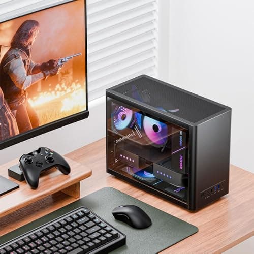 Micro ATX Case with Fans, 2PCS 90mm RGB Fans Pre-Installed,14.6L 0.8mm Thickness SPCC MATX PC Case Mini ITX PC Case with Type C USB3.0, Supports 135mm CPU Cooler, 310mm GPU and Standard ATX PSU Black