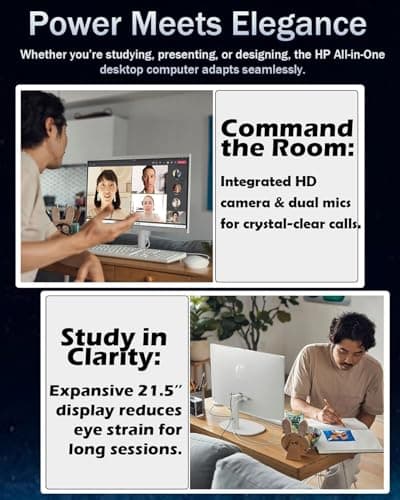 HP 2025 All-in-One Desktop Computer - Intel Celeron J4025 Processor • 21.5'' FHD Display • Free External CD/DVD Drive • Microsoft Office Lifetime • 32GB RAM • 1TB SSD • Wi-Fi 6 • Win 11 Pro • White