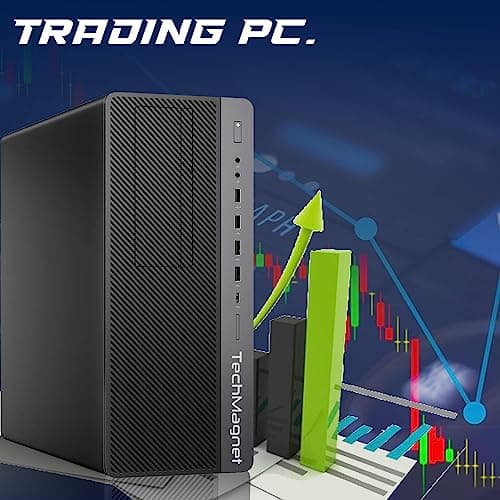 TechMagnet Trading Desktop PC, Intel Core i5 9th Gen, 16GB RAM, 512GB SSD + 4TB HDD, 4 New 22” LED Monitors, 2 Network Cards, Trading Platform Support, MTG Keyboard & Mouse Win 11 (Renewed)