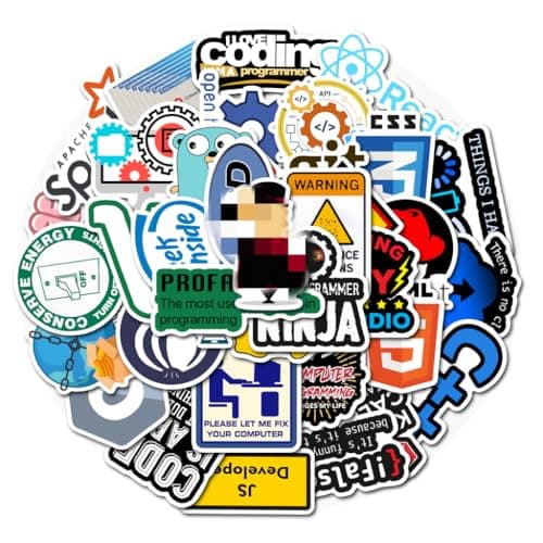 Tuqiso Programming Stickers for Developers, Coders, Programmers, Hackers, Geeks, and Engineers,Developper Stickers for Laptop (50 pcs)