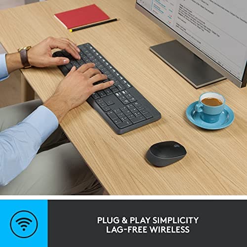 Logitech MK235 Wireless Keyboard and Mouse Combo for Windows, USB Receiver, Long Battery Life, Laptop and PC Keyboard and Mouse Wireless