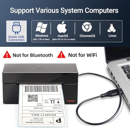 ORGBRO Z1 Shipping Label Printer, 4x6 Thermal Label Printer for Small Business, High Speed Sticker Maker for Commercial Grade Shipping Packages, Used for Amazon, Ebay, Shopify, USPS (USB Only)