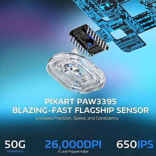 ATTACK SHARK X3 Lightweight Wireless Gaming Mouse, 49g Tri-Mode Bluetooth/2.4G/USB-C Wired Mouse, PAW3395 26K DPI Sensor, 200h Battery Life, Programmable Buttons, Griptape for PC/Laptop/Mac