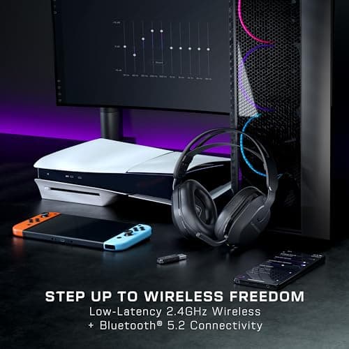 Turtle Beach Stealth 500 Wireless Amplified Gaming Headset for PS5, PS4, PC, & Mobile – 40-Hr Battery, Bluetooth, Memory Foam Cushions, Flip-to-Mute Mic, EQ Presets, Companion App – Black