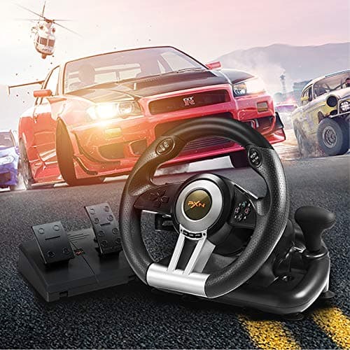 PXN PC Racing Steering Wheel, V3II USB Car Driving Simulator Race Gaming Steering Wheel with Pedals for Windows PC, PS3, PS4, Nintendo Switch, Xbox One, Xbox Series X/S