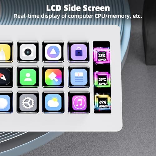 TMICE Stream Controller - Live Production Controller with 15 Customizable LCD Keys and Adjustable Stand, Trigger Actions in OBS Studio, Streamlabs, Twitch, YouTube and More, Works with PC/Mac