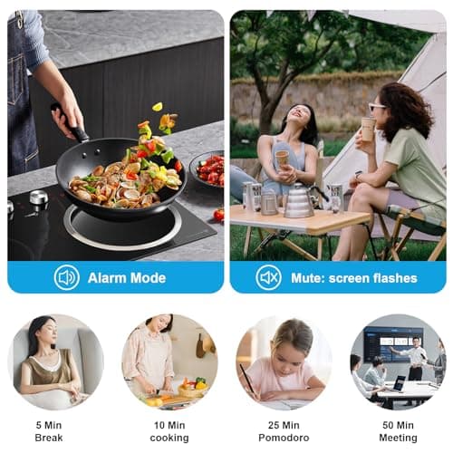 Rotating Cube Visual Timer 5, 25, 10, 50 Min Preset + Custom Countdown, Rechargeable Desk Productivity Flip Timer w/Silicone Case, Silent Mode, Ideal for ADHD Tool Study Work Kitchen School (Black)