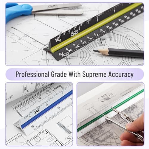 Mr. Pen- Architectural Scale Ruler, 12 Inch, 2 Pcs, Black & White, for Blueprints, Contractor, Architect, Drafting