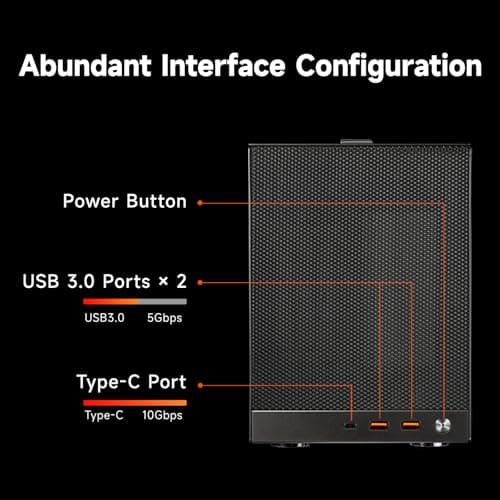 PCCOOLER CPS K101 Mini ITX PC Case, Mesh High Airflow SFF Chassis, Fits 340mm GPU, 3X 12015 Slim Fan Support, Ergonomic Handle, Tool-Free Side Panels, USB 3.0 & Type-C(Pcie Riser Cable Not Included)