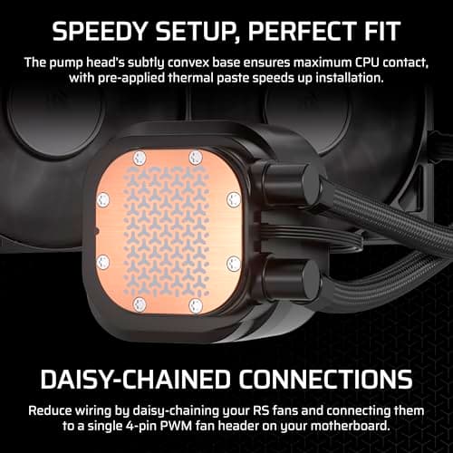 CORSAIR Nautilus 360 RS Liquid CPU Cooler – 360mm AIO – Low-Noise – Direct Motherboard Connection – Daisy-Chain – Intel LGA 1851/1700, AMD AM5/AM4 – 3X RS120 Fans Included – Black