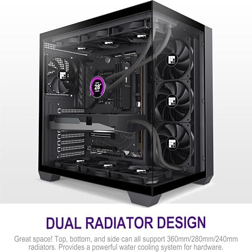 F300 (2025) PC Case - Pre-Installed 4 No RGB Fan, ATX Mid-Tower Gaming PC Case, 270° Panoramic Glass with Type-C, FOIFKIN (Black)