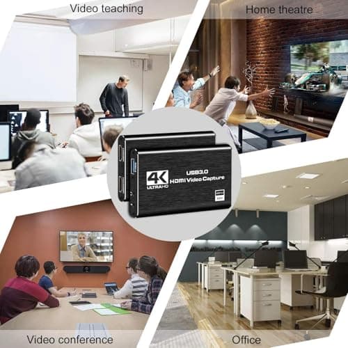 4K HDMI Capture Card for Streaming, Full HD 1080P 60FPS USB 3.0 Cam Link Game Audio Video Capture Card, Work with Camera/Nintendo Switch/Xbox/PS4/PS5/PC/OBS (Black)
