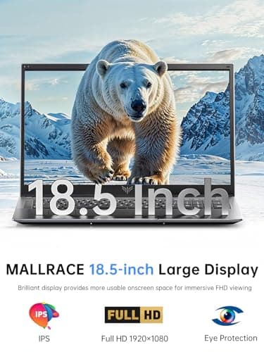 18.5 inch Laptop Computer with Intel N150 Quad-Core Processor(up to 3.6GHz),8000 mAh Battery,16GB DDR4 RAM 512GB SSD,WiFi 5, Type C,2025 Full HD IPS Display Laptops for Work Business Office Student