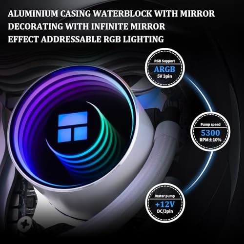 Thermalright Frozen Notte 360 White ARGB V2 Water Cooling CPU Cooler, 360 Specification CPU Liquid Cooler,3 PWM Fans, S-FDB Bearings, Suitable for AMD:AM4/AM5, Intel LGA 1851/1700/115X/1200/2011