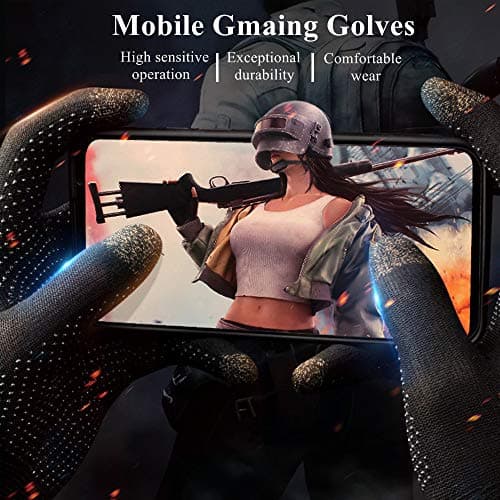 Gaming Gloves for Touchscreen, High-Sensitive Anti-Sweat Breathable Seamless Game Gloves for PUBG Mobile/Knives Out/Rules of Survival