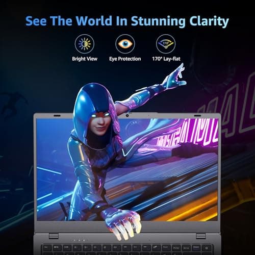 Laptop with MS Office Pro Plus 2024, 14 inch HD Display Laptop Computer, Quad-Core N5095 Up to 2.9 GHz, 8GB RAM 128GB SSD Laptops, 2.4G/5G WiFi, BT 5.0, USB 3.0, Webcam, Long Battery Life