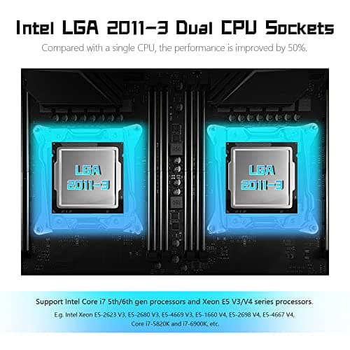 MACHINIST X99 Dual CPU Motherboard, Intel (5th/6th Gen) LGA 2011-V3 Computer Server Motherboards (E-ATX, PCIe 3.0, DDR4, Dual LAN, M.2, SATA 6Gb/s) for Intel Core i7, XEON E5 V3/V4 Series X99-D8 (Red)