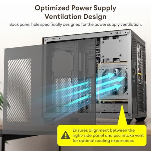 Genuine Walnut Wood PC Case, Pre-Installed 4 x 120mm ARGB & PWM Fans, Type-C Port, Panoramic View Tempered Glass Side Panel, Black, ATX Case, Mid-Tower, Mirage 6