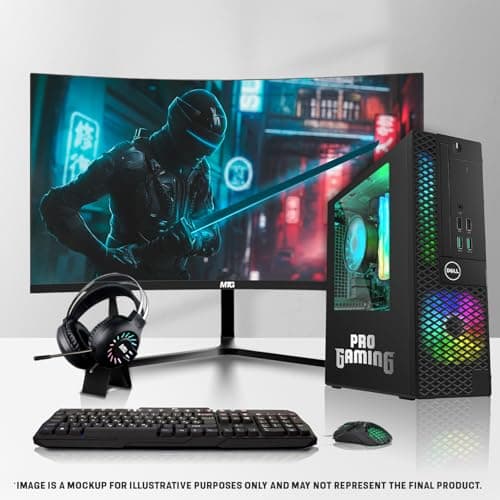 Dell OptiPlex Desktop PC – Intel Core i7, 32GB ARGB RAM, 512GB SSD, 27 Inch Curved Monitor, GT 1030 Graphics, RGB Keyboard with AI Copilot Key, Mouse & RGB Headphones, Windows 11 Home (Renewed)