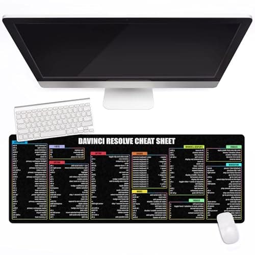 Davinci Resolve Shortcuts Mouse Pad – Large Computer Accessory & Desk Mat for Windows PC, Non-Slip, Extended Keyboard & Mousemat for Video Editing KMH