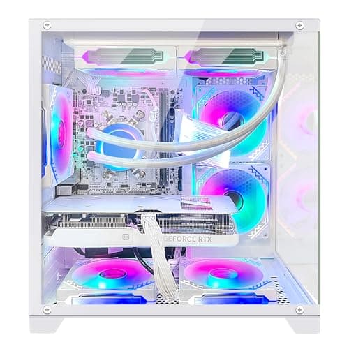 Panorama Gaming PC Desktop Computer - AMD Ryzen 7 5700G 3.8 GHz, RTX 4060 8GB, 32GB DDR4 RAM 3200, 1TB M.2 PCIE + 1TB SATA SSD, 650W PSU, 240mm AIO, Windows 11 Pro 64-bit, White