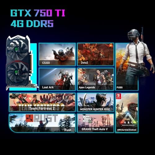 HP RGB Gaming Desktop Computer, Intel Quad Core I5-6500 up to 3.6GHz, GeForce GTX 750 Ti 4G, 16GB DDR4, 512G SSD, RGB Keyboard & Mouse, 600M WiFi & Bluetooth, Win 10 Pro (Renewed)
