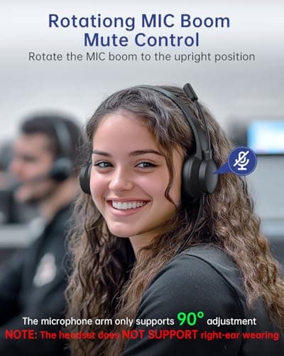 USB Headset with Microphone for PC, Wired Headphones with Mic USB Headset with Noise Cancelling Microphone, Computer Headset with Microphone for Home Office Online Class Teams Skype（Black）