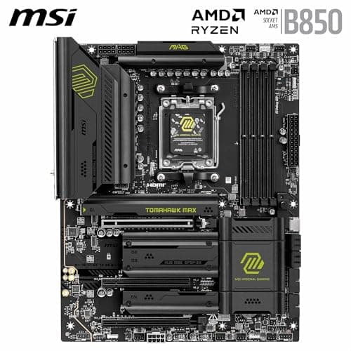 msi MAG B850 Tomahawk MAX WiFi V1 Motherboard, ATX - Supports AMD Ryzen 9000/8000 / 7000 Processors, AM5-80A SPS VRM, DDR5 Memory Boost 8400+ MT/s (OC), PCIe 5.0 x16, M.2 Gen5, Wi-Fi 7, 5G LAN