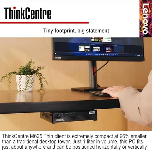 Lenovo ThinkCentre Mini Business Desktop, 16GB RAM, 256GB SSD, AMD Dual-Core Processor, Dual-Display Support, Wi-Fi, Bluetooth, USB, RJ-45, Keyboard&Mouse Included, Windows 11 Pro, Just 1 Liter Volume