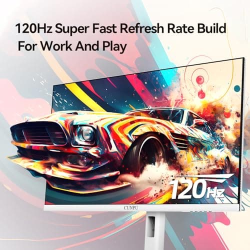 27 Inch 2560x1440p 120Hz White Monitor, IPS Ultra-Thin Bezel Computer Gaming Monitor, 100% sRGB, 16.7M Colors, Adaptive Sync, HDMI/DP, VESA 100x100mm, Eye Care, Tilt Adjustable for Game and Work