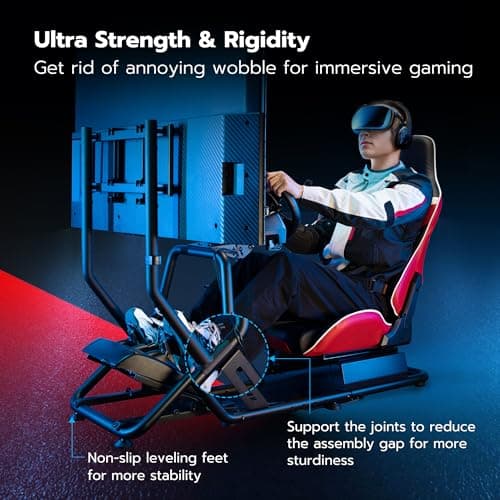 ARES WING Racing Simulator Cockpit with Monitor Mount and Seat, Formula and GT Sim Racing Cockpit Compatible with Fanatec, Thrustmaster, Logitech, Moza Racing Games on PS5, PS4, Xbox and PC