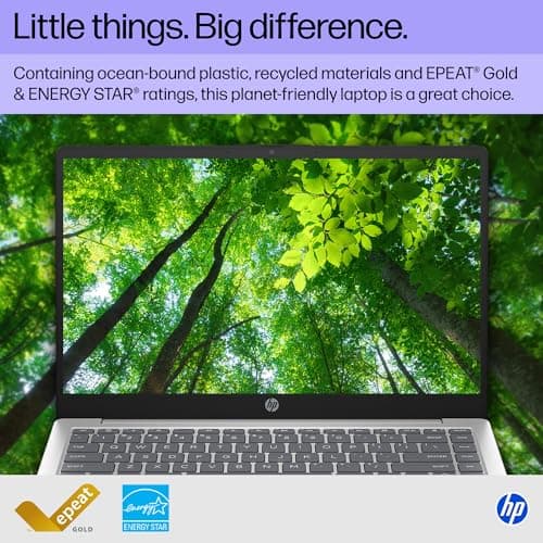 HP 14 inch Laptop, HD Display, Intel Core i3-N305, 8 GB RAM, 256 GB SSD, Intel UHD Graphics, Windows 11 Home in S Mode, Natural Silver, 14-ep0299nr