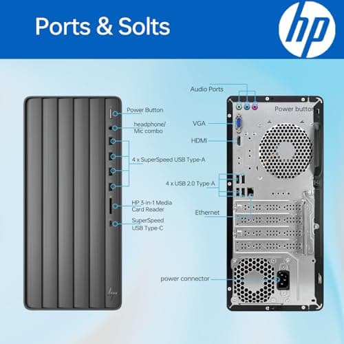HP Envy Intel i7 Premium Tower Desktop, 32GB RAM, 1TB SSD, Wi-Fi 6, Windows 11 Pro, Black, with ADATA 512 External SSD Bundle
