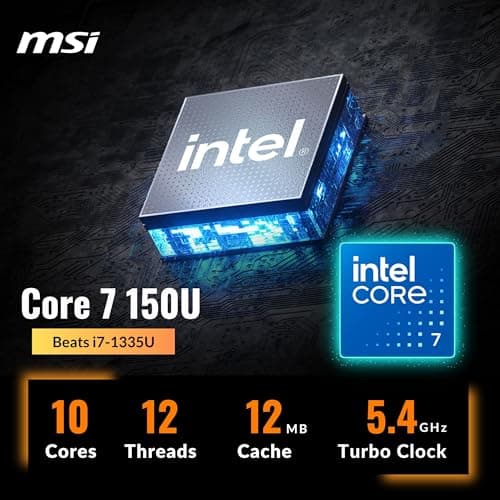 MSI Modern All-in-One, 23.8" FHD Touchscreen, Intel Core 7 150U(>i7-1335U, 5.40 GHz), Prebuilt PC, 1080p IR Webcam, WiFi 6E, Keyboard&Mouse, Windows 11 Home, Black(64GB DDR5 RAM | 1TB SSD | 1TB HDD)