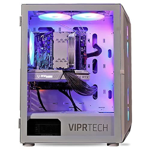 ViprTech Ghost Gaming PC - AMD Ryzen 5 5600 (4.4Ghz Turbo), RTX 3060 12GB, 16GB DDR4 3200, 512GB NVMe SSD, VR-Ready, Streaming, WiFi, RGB, Windows 11, Desktop Computer Tower, White