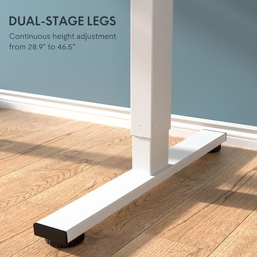FLEXISPOT EN1 Whole-Piece Standing Desk, 48 x 24 Inches Height Adjustable Desk Stand up Desk Home Office Table for Computer Laptop (White Frame + Maple Desktop)