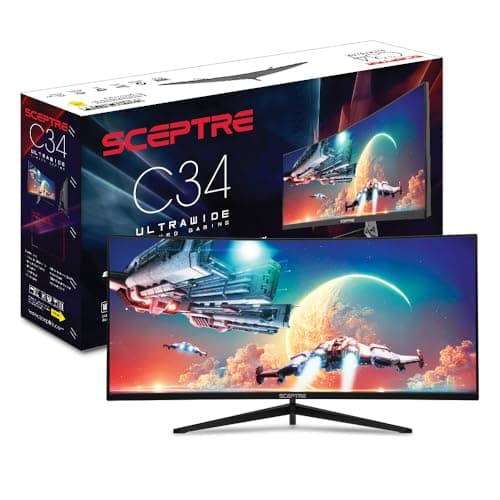 34-Inch Curved Ultrawide WQHD Gaming Monitor 3440 x 1440 R1500 up to 180Hz DisplayPort x2 99% sRGB 1ms, Machine Black 2025 (C345B Series)