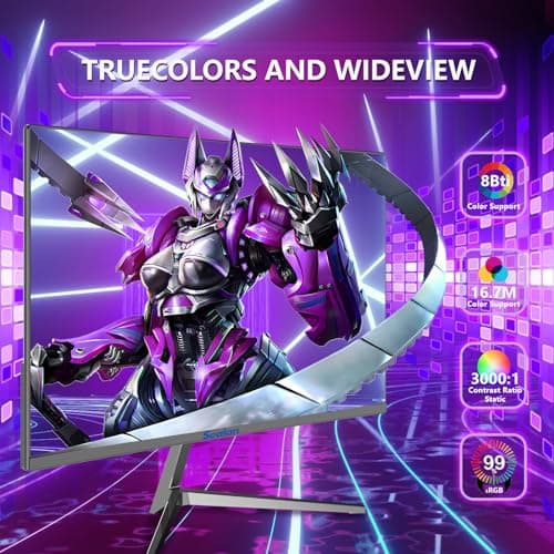 24 Inch Curved Gaming Monitor 180hz Full HD 1080P Frameless AMD FreeSync Eye Care DisplayPort HDMI Wall Mountable 250cd/m² Brightness 99% sRGB AMD FreeSync Flicker-Free Blue Light Filter
