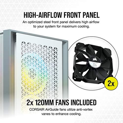 Corsair 4000D Airflow Tempered Glass Mid-Tower ATX PC Case - White