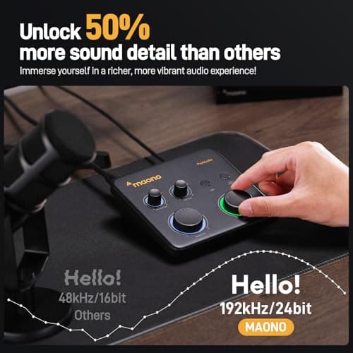 MAONO USB Audio Interface for PC: Interface with XLR Input 24-bit/192kHz Routing Software LOOPBACK ASIO Driver for Recording Music, Home-Studio, Guitar, Podcast, Streaming, DAW(PS22 Lite Black)