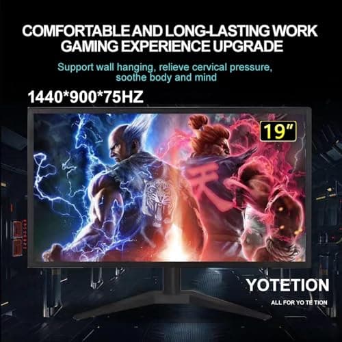 19 inch HD (1440 x 900) Monitor, 75Hz Refresh Rate, HDMI x1, VGA x1, Small Thin Monitor for laptops, Computers and desktops,LED Display, VGA/HDMI Connection.VESA:75 * 75MM