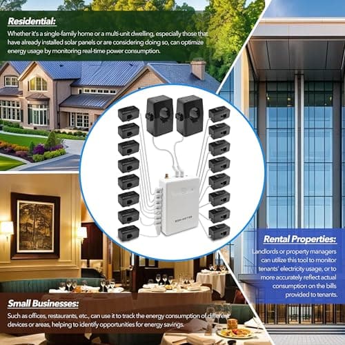 Smart Home Energy Monitor with 16 50A Circuit Level Sensors, Measure Power Usage in Real-Time, History with App (16 50A Circuit Level Sensors) - Compatible with Home Assistant