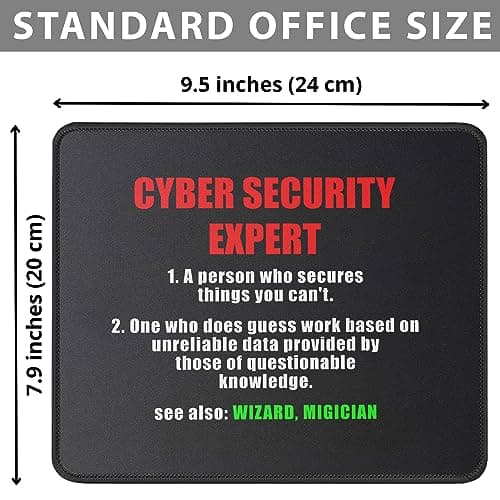 Cybersecurity Expert Definition Mouse Pad - System Administrator - Funny Gifts for Computer Programmer - IT Security - Mouse Mat 9.5 Inch