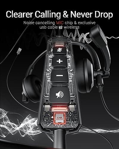EH05-U Wired USB Headset with Noise Cancelling Microphone for PC Laptop - Headphones with In-Line Control, Lightweight, Enhanced Sound & MIC Mute