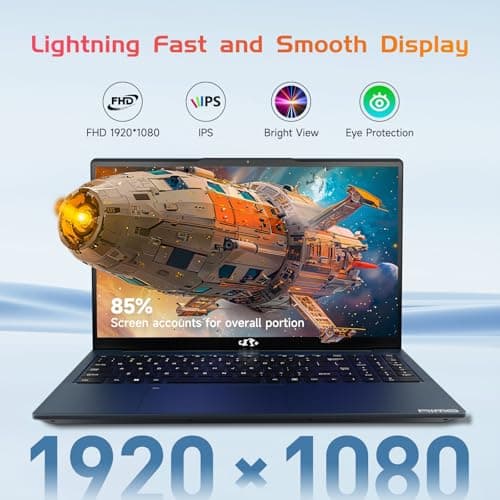 NIMO 15.6 IPS-FHD-Laptop, Intel Pentium 4 Cores N100 8GB RAM 256GB SSD Backlit Keyboard Fingerprint (Beat to i3-1115G4 Up to 3.4GHz) Computer for Student-Home WiFi 6 BT5.2 Win 11
